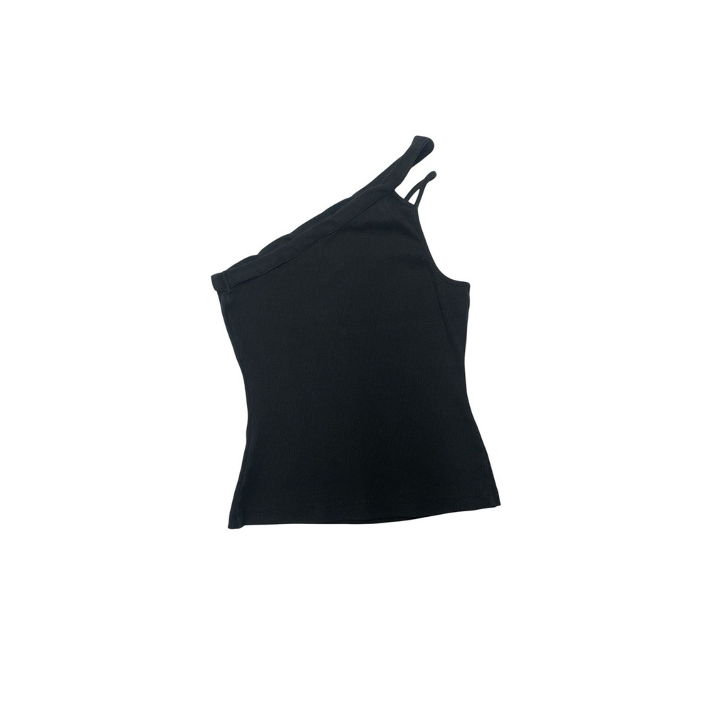 Maeve By Anthropologie Ribbed One Shoulder Top In Black Size Medium